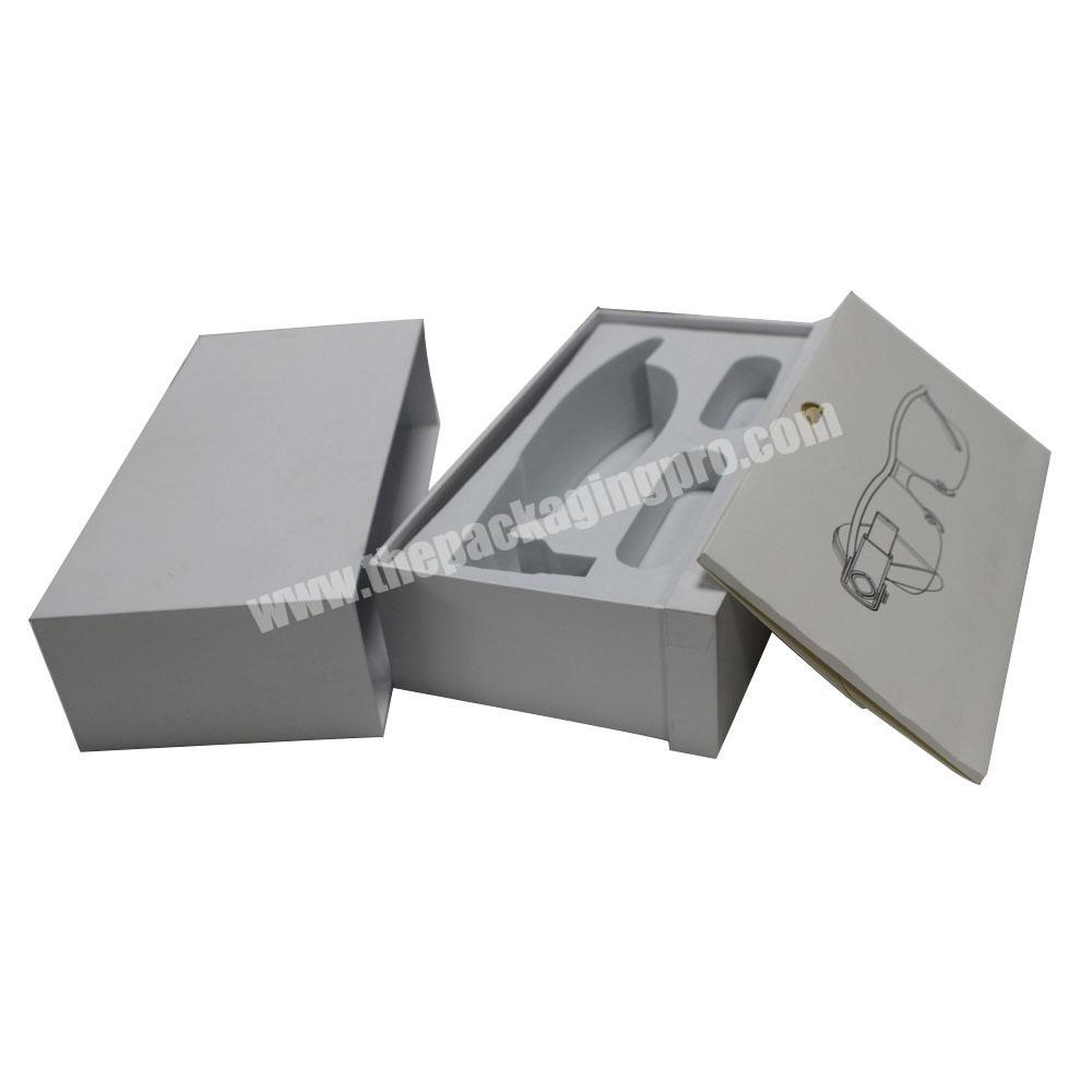 High quality fashion drawer sliding paper box sunglasses packaging set boxes custom logo