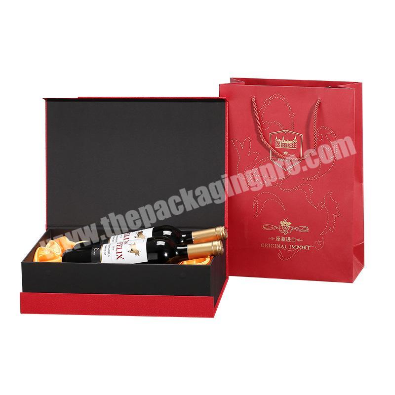 High quality fashional special paper packaging wine gift box for 2 bottle