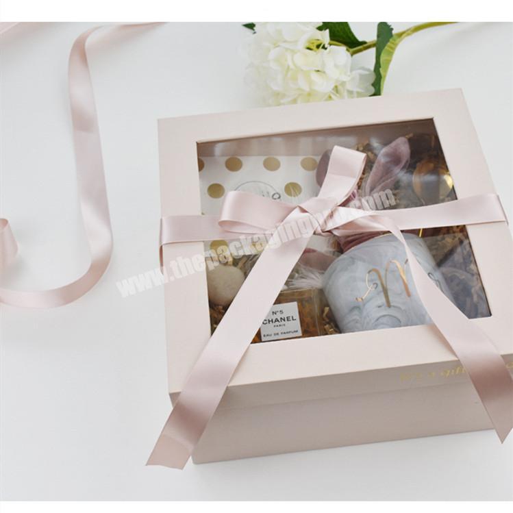 High quality gift set ribbon luxury paper gift boxes with lid