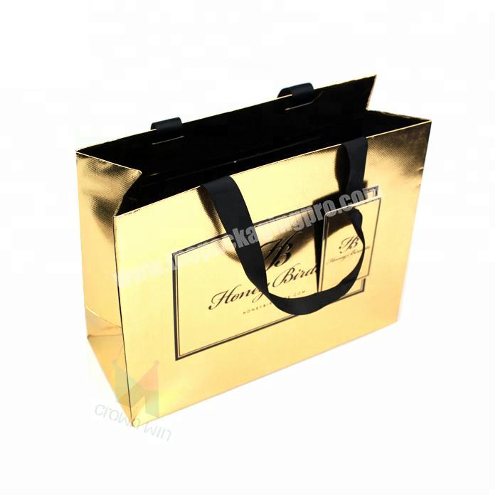 High Quality Handmade Paper Bag With Gold Paper For Jewelry