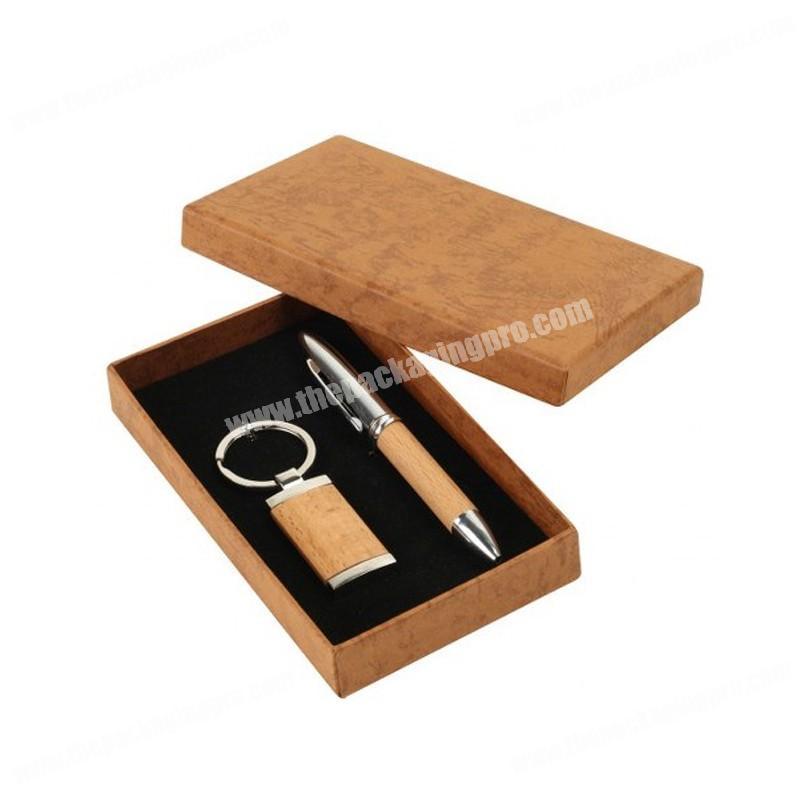 High quality lift off insert luxury cardboard custom keychain pen packaging paper gift box