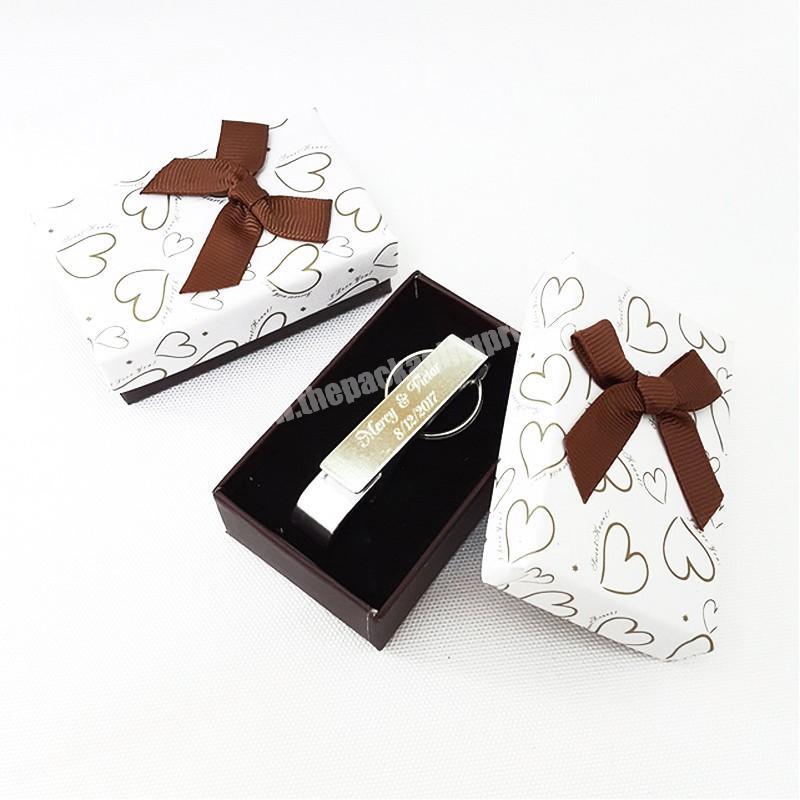 Luxury cardboard fancy art paper empty custom gift keychain packaging box