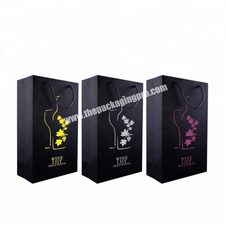 High Quality Low Price Environmental Tote Custom Printed Plain Wholesale Paper Wine Bags For Bottle