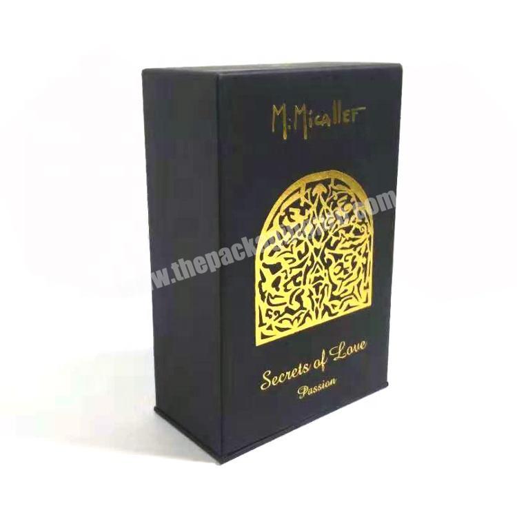 High Quality Luxury Black Cardboard Paper Packaging Perfume Gift Pack Box