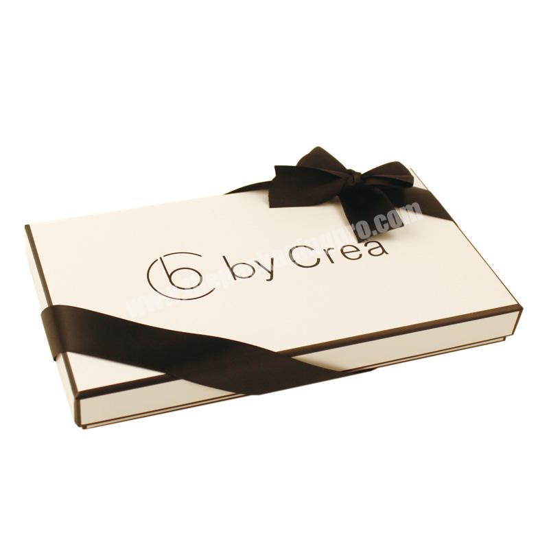 High Quality Luxury Branded Rigid Clothing Packaging Gift Packing Boxes with Ribbon Bow