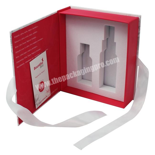 High Quality Luxury Cardboard Book Shape Style Small Packaging Custom Cosmetic Packing Box With Ribbon Closure