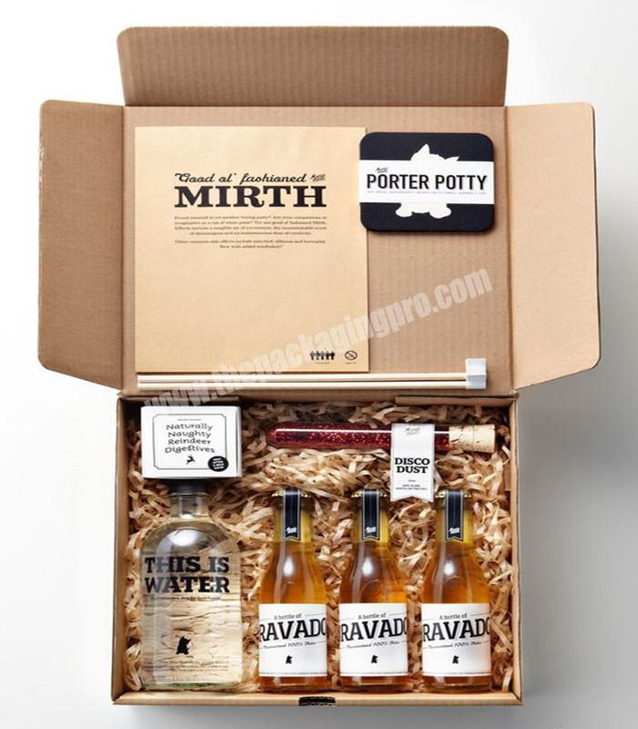High Quality Luxury Custom Brand Carton Rigid Wine Tool Paper Shadow Gift Box Kraft Paper Box Bottle Ready To Ship Factory
