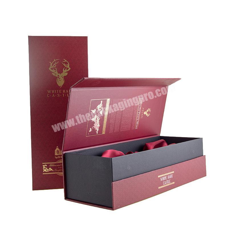 High Quality Luxury Rigid Book Shape Wine Packaging Paper Box With Foam