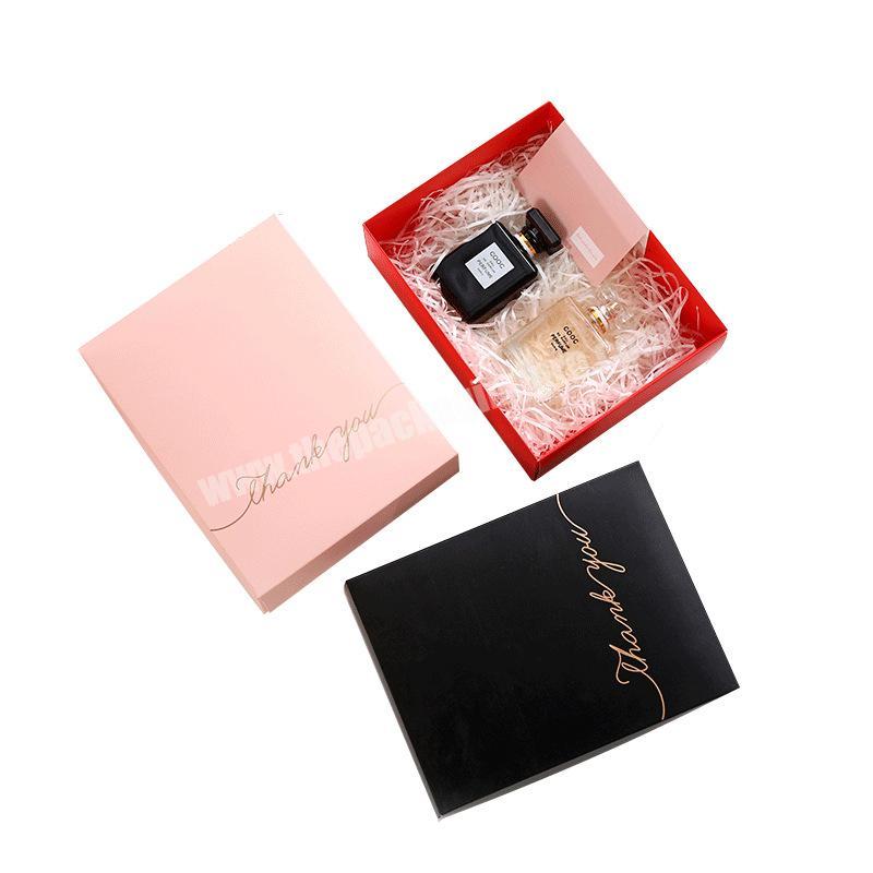 High Quality Luxury Special Color Matt Lamination Gold Foil Hot-stamping Paper Gift Box with Colorful Shredded Paper for Perfume