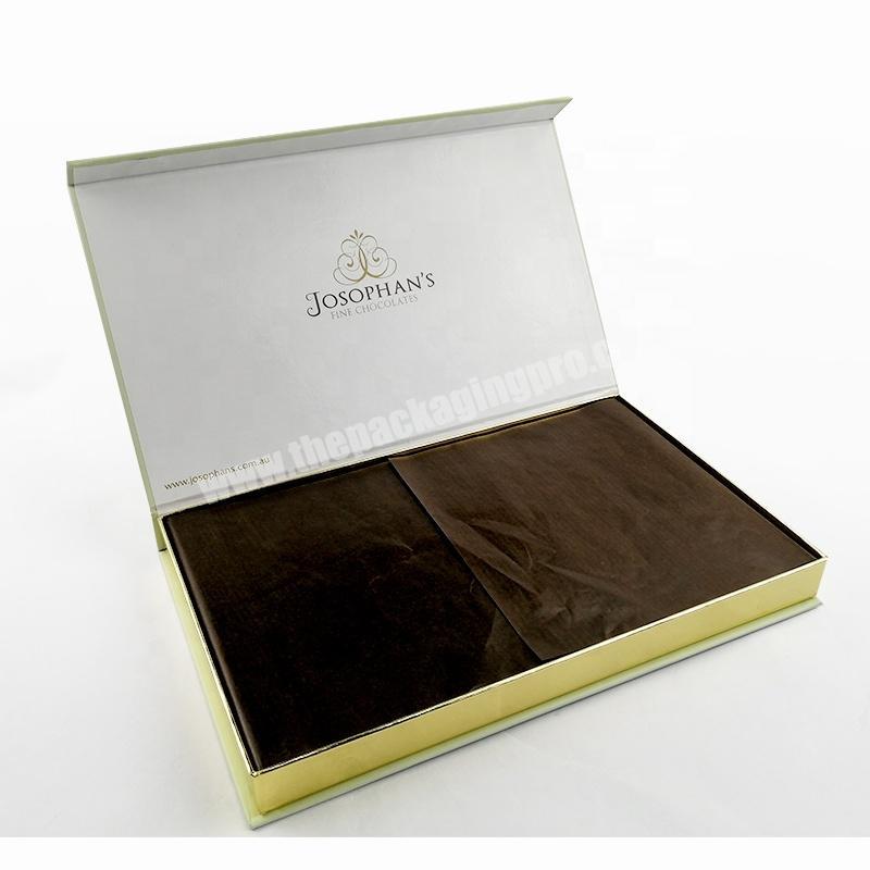 High Quality Magnet Closure Packaging Box For Chocolate Bar With Food Packaging Cushion Pad