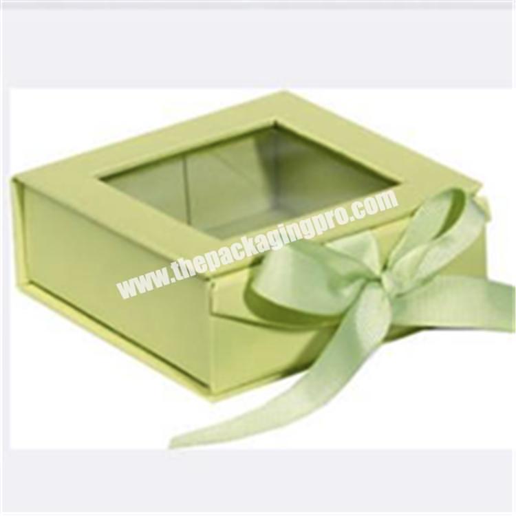 High quality modern design square folding rigid handmade paper gift box set with window