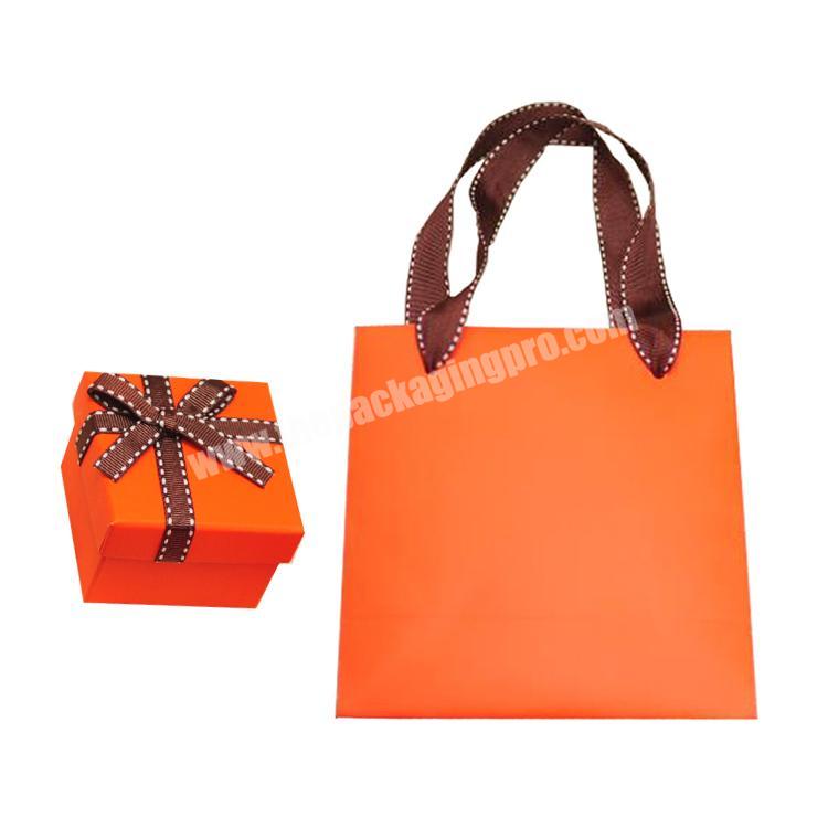 High quality orange luxury custom logo wedding gift bags and boxes with rinbbon chocolate candy