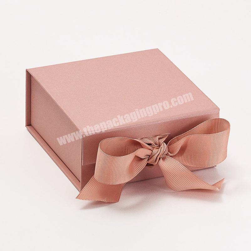 High quality paper packaging Folding Magnetic Gift box with Ribbon