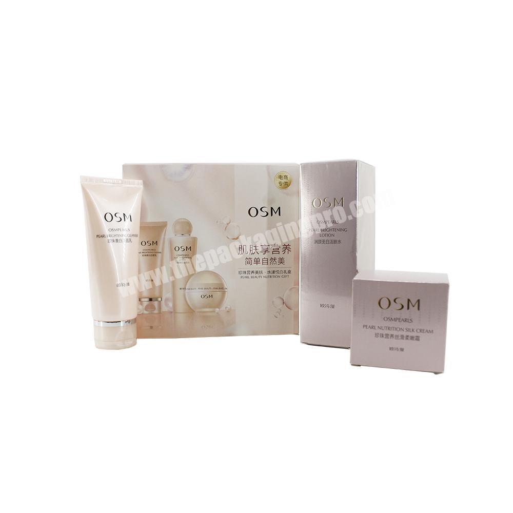 High quality pearl paper printed Cream packaging cosmetic Box sets