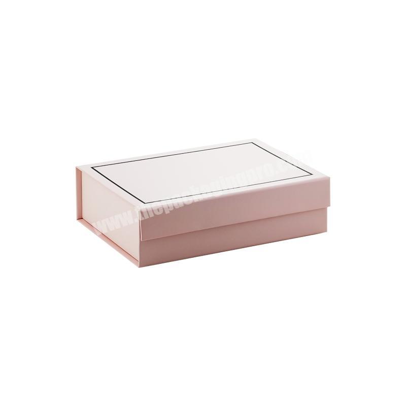 High quality pink color magnetic closure folding giftbox packaging box