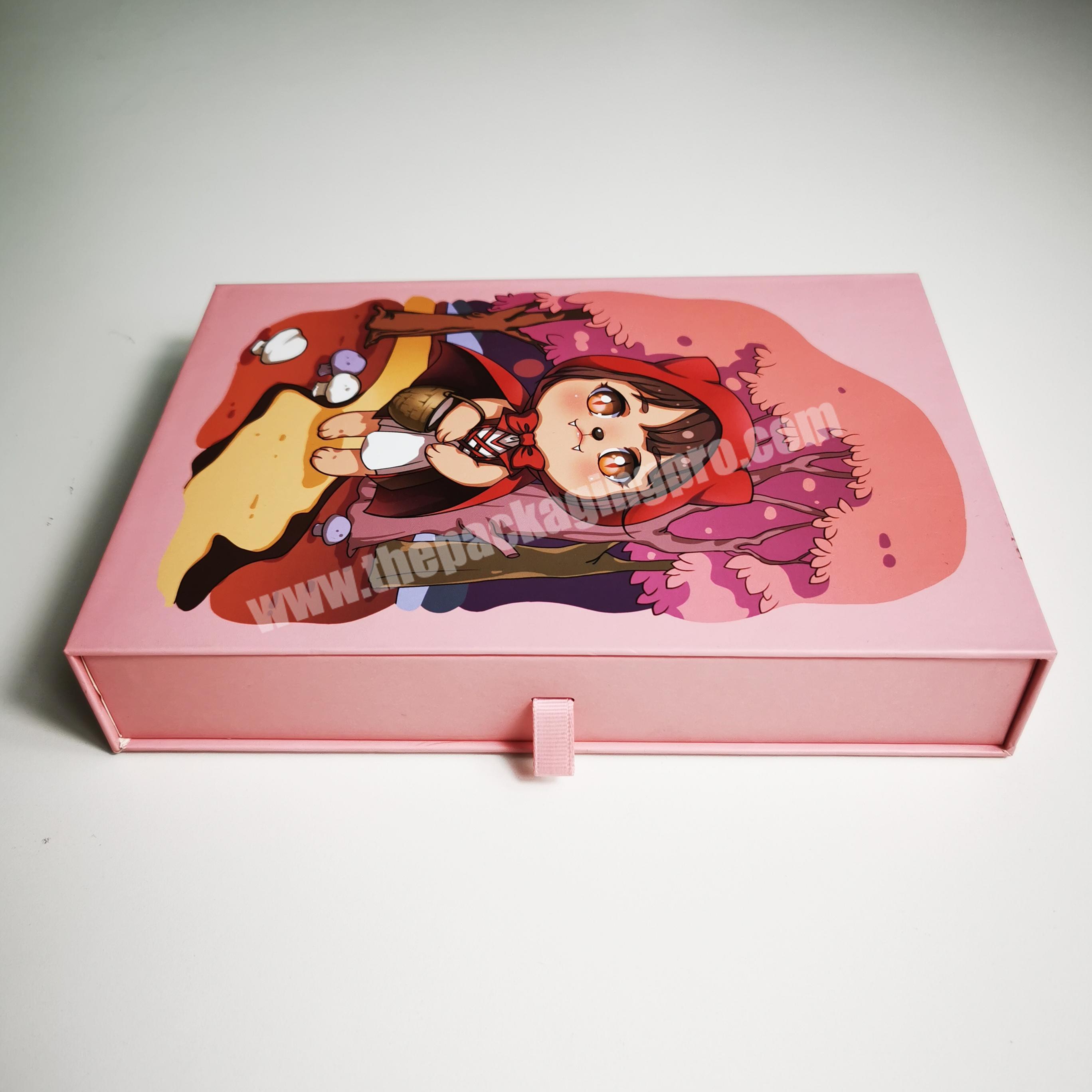 High Quality Pink Grey Rigid Hardboard Paper Drawer Box Drawer Box Gift Packaging Box