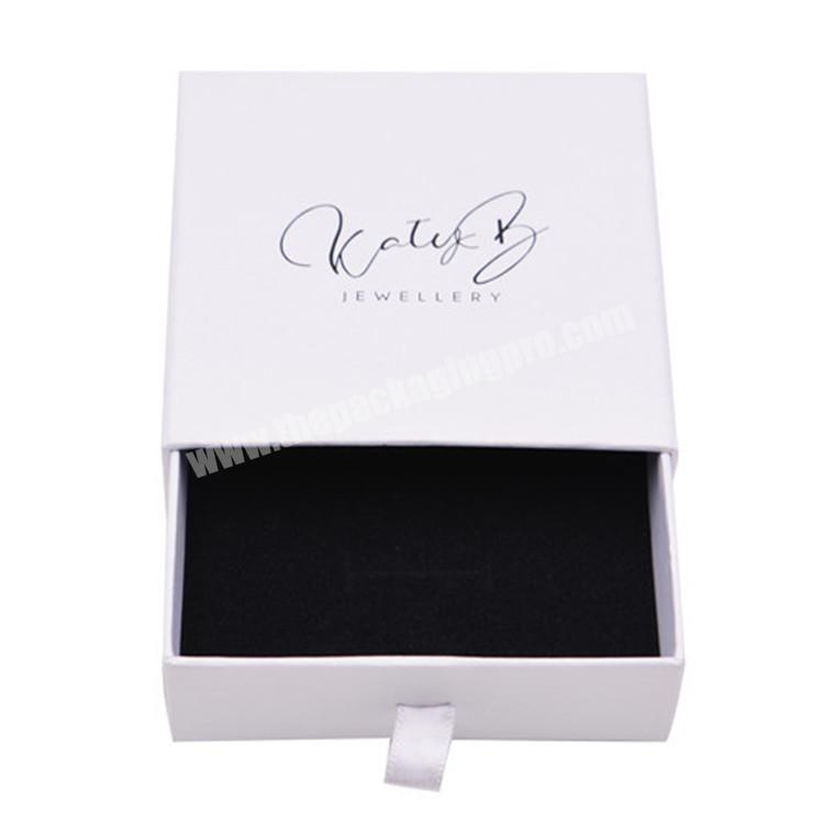 High quality printing white drawer jewelry box new design wallet paper cardboard gift box with sponge for earring pendant