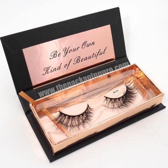 High Quality Rigid Customized Shape Eyelash Box  Empty Paper Packaging Eyelash Boxes Vendor Rose Gold Logo Luxury