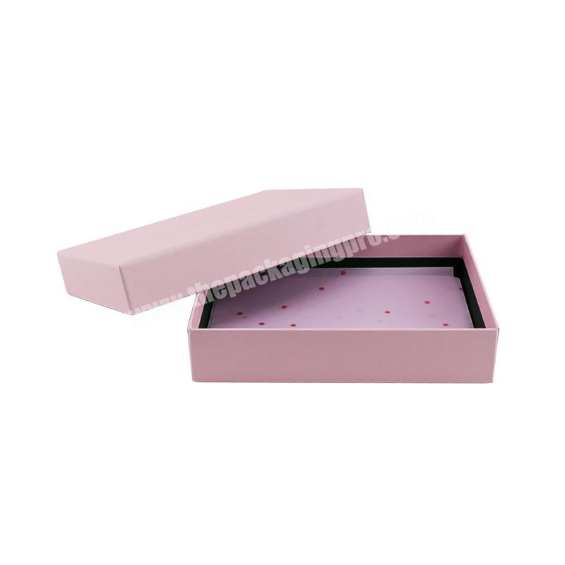High quality rose gold foil luxury pink fancy cardboard lid and bottom paper gift box packaging with custom logo