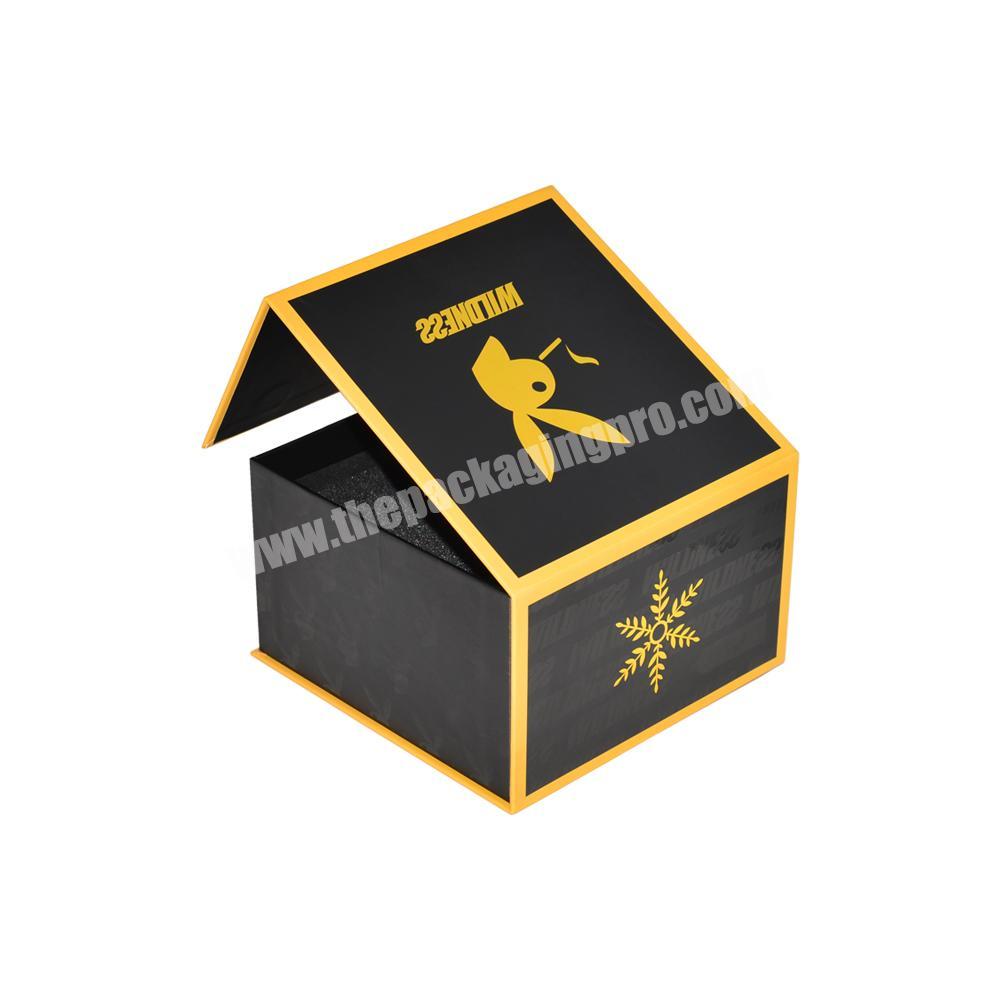 High quality Shenzhen wholesale book shape box with sponge insert and gold foil stamped