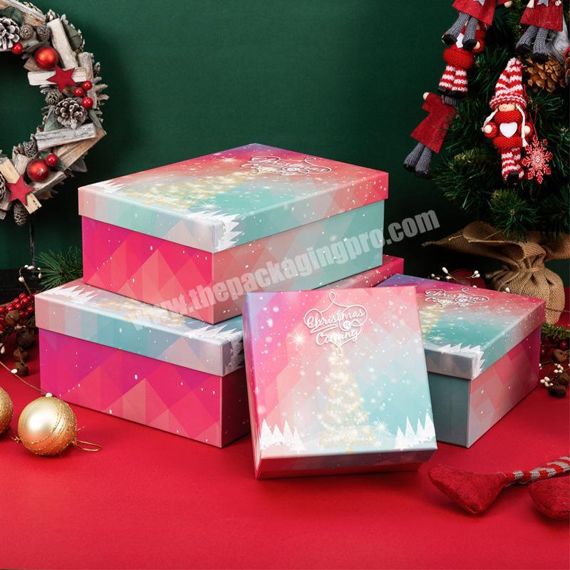 High quality stock Christmas tree pattern Eve gift shoes coat sweater scarf socks packing box