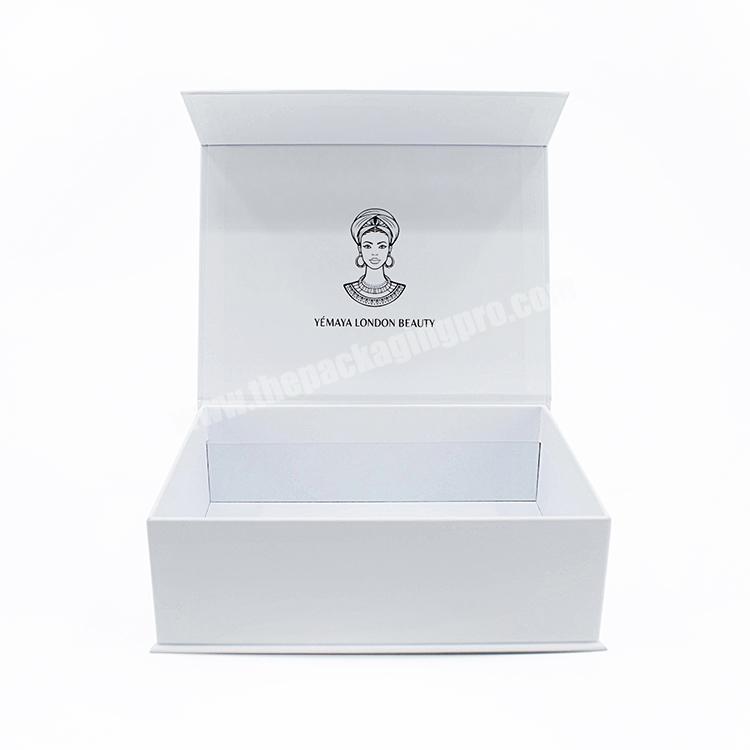 High quality white cardboard rigid foldable magnetic closure gift box packaging