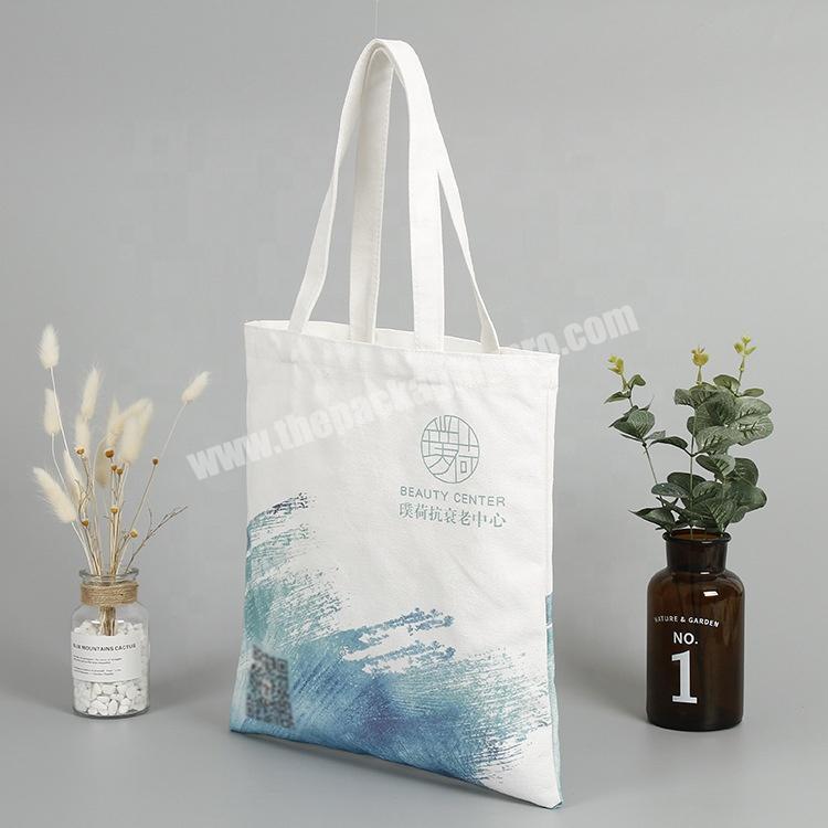 High quality white cotton canvas advertising shopping bag with logo