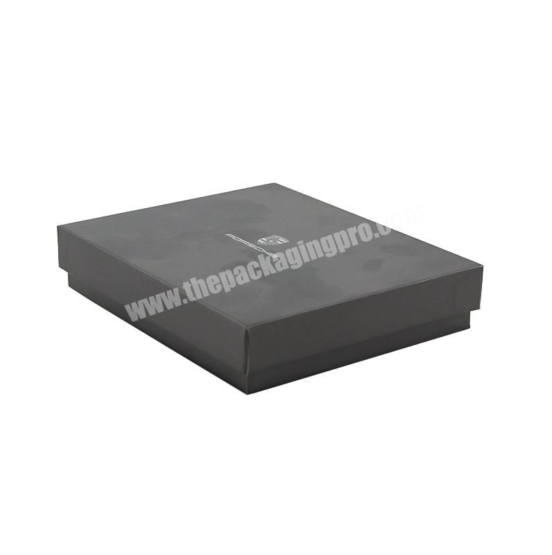 High quality White Logo Foil Black Fancy Paper Cardboard Large Gift Box with Lids