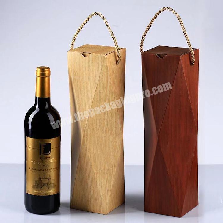 High Quality Wine Bottle Gift Boxes Paperboard Folding Gift Box Wood Grain Paper Creative Paper Packing Box For Wine
