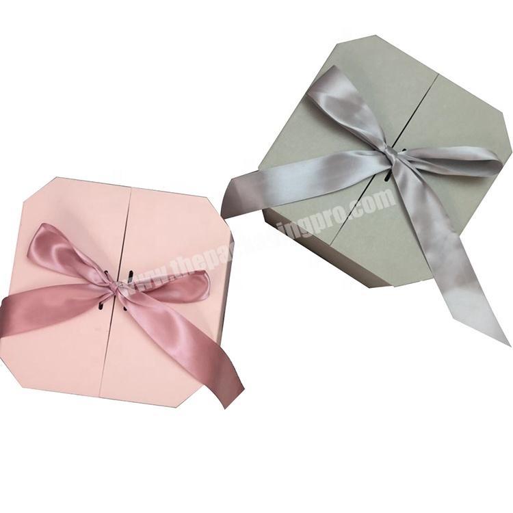 Highend rectangular paper packaging gift box with ribbon bow