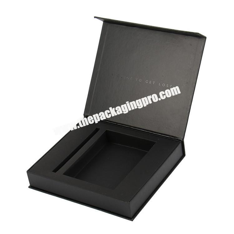 hight quality black magnetic closure gift box with inner tray