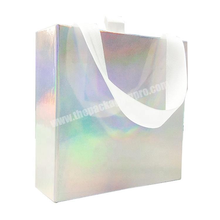 Hologram Cardboard Drawer Style Paper Jewelry Box With Ribbon