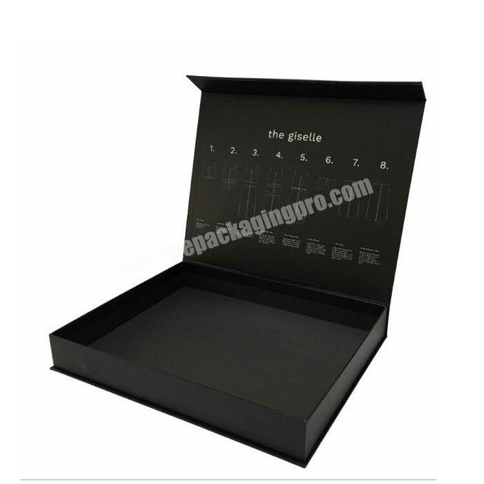 Hot creative custom gift box magnetic with lid black gift box for clothes cosmetic products clamshell box