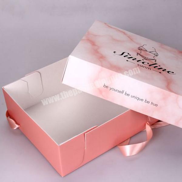 Hot Elegant Design Marble Series Clothing Packing Paper Box Cardboard Swimwear Boxes with Ribbon
