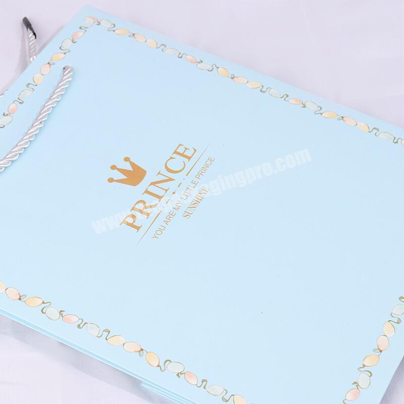 Hot Fashional High Quality Recycle Popular Blue Color Simple  Portable Gift Packaging Bag for Clothes