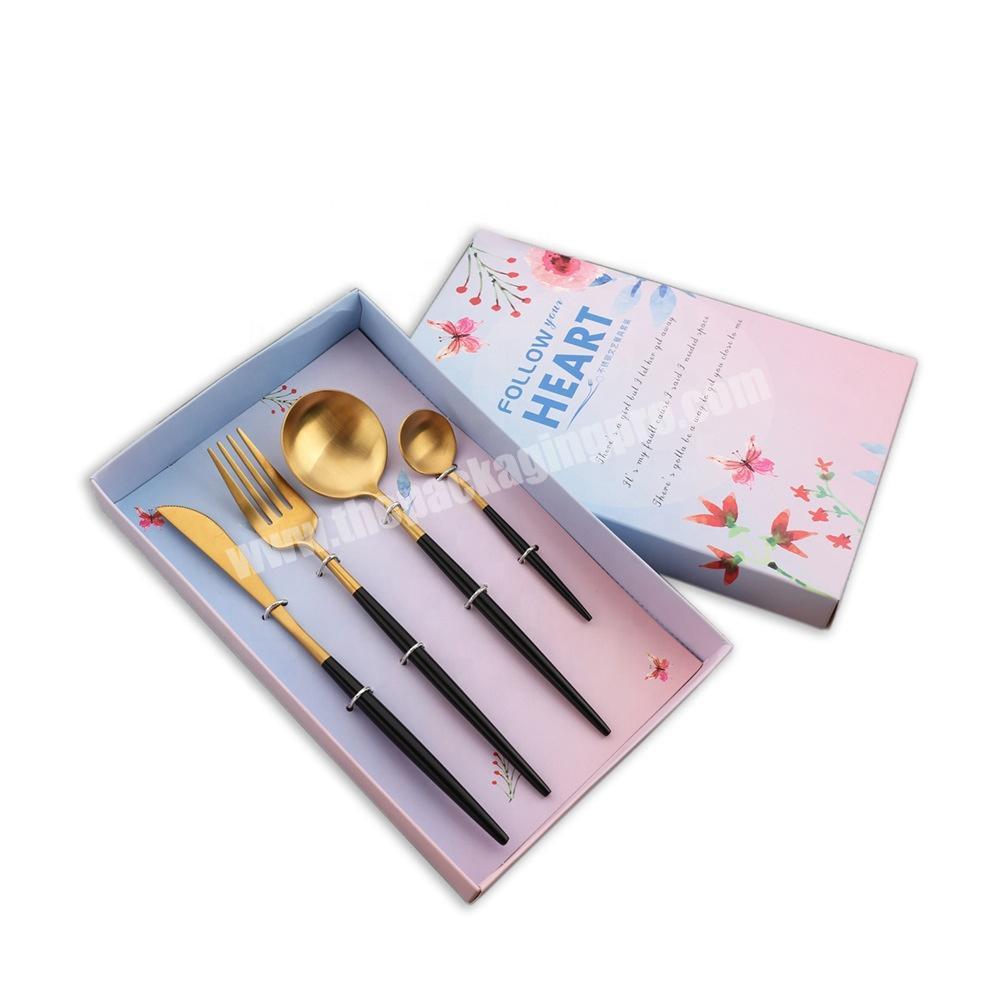 hot inox stainless steel cutlery set boxes packing fork spoon 2 piece sturdy gift box