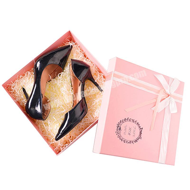 Hot pink up-bottom shoe box pack pink gift box small pink boxes with ribbon closure