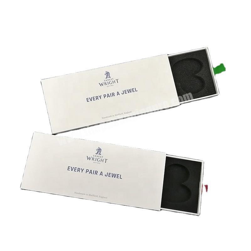 Hot Premium White paper luxury packaging small drawer bracelet gift box with foam insert