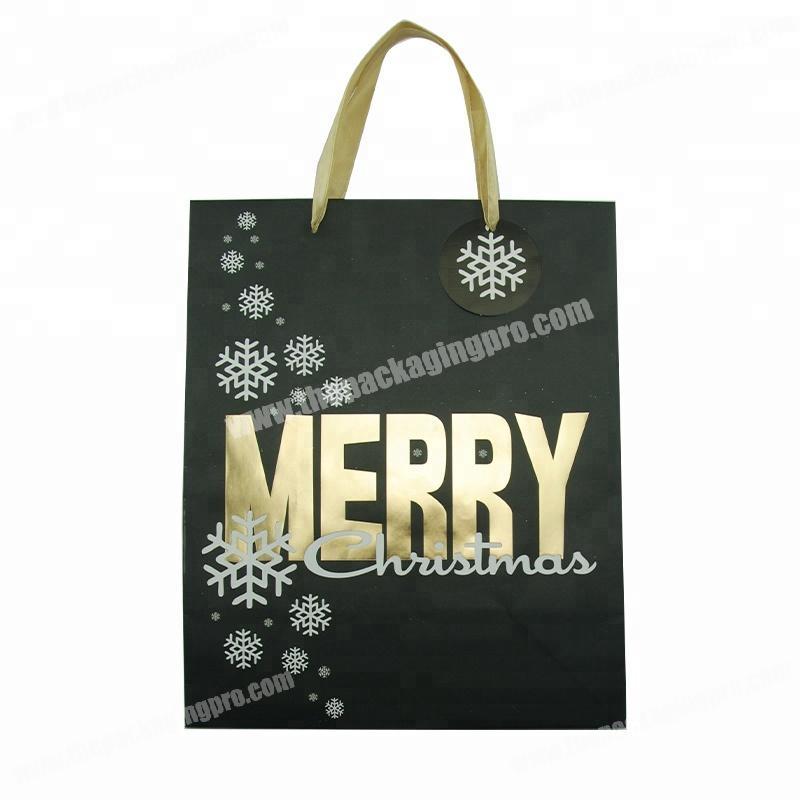 hot sale cheap christmas paper packaging gift  bag with ribbon handle
