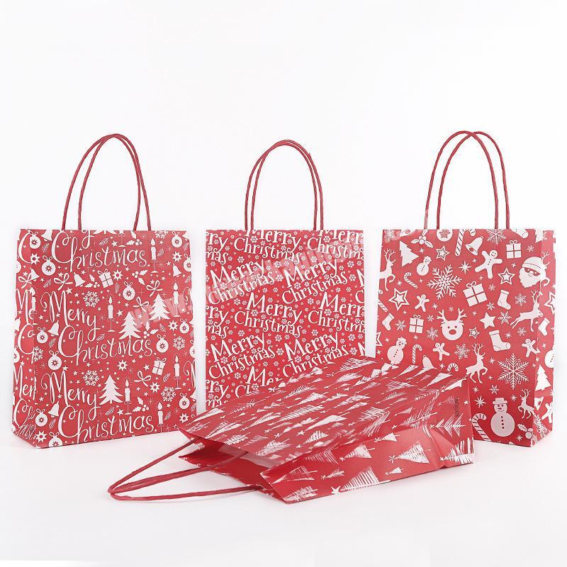 Hot sale custom christmas gift paper bag packaging food paper bags wholesale kraft paper with handles