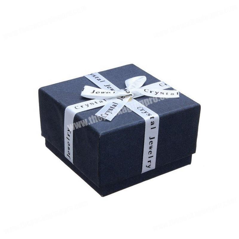 Hot sale custom full color luxury paper ring box with ribbon jewelry packaging gift box