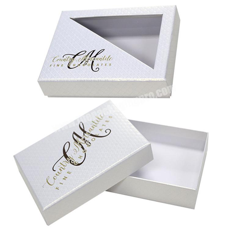 Hot sale Custom logo eco friendly top and base paper cardboard gift packaging box with clear pvc window