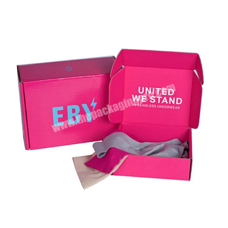 Hot Sale Custom Logo Pink Corrugated mailer Mailing box shipping packaging boxes for Women's clothes T-shirts and underwear