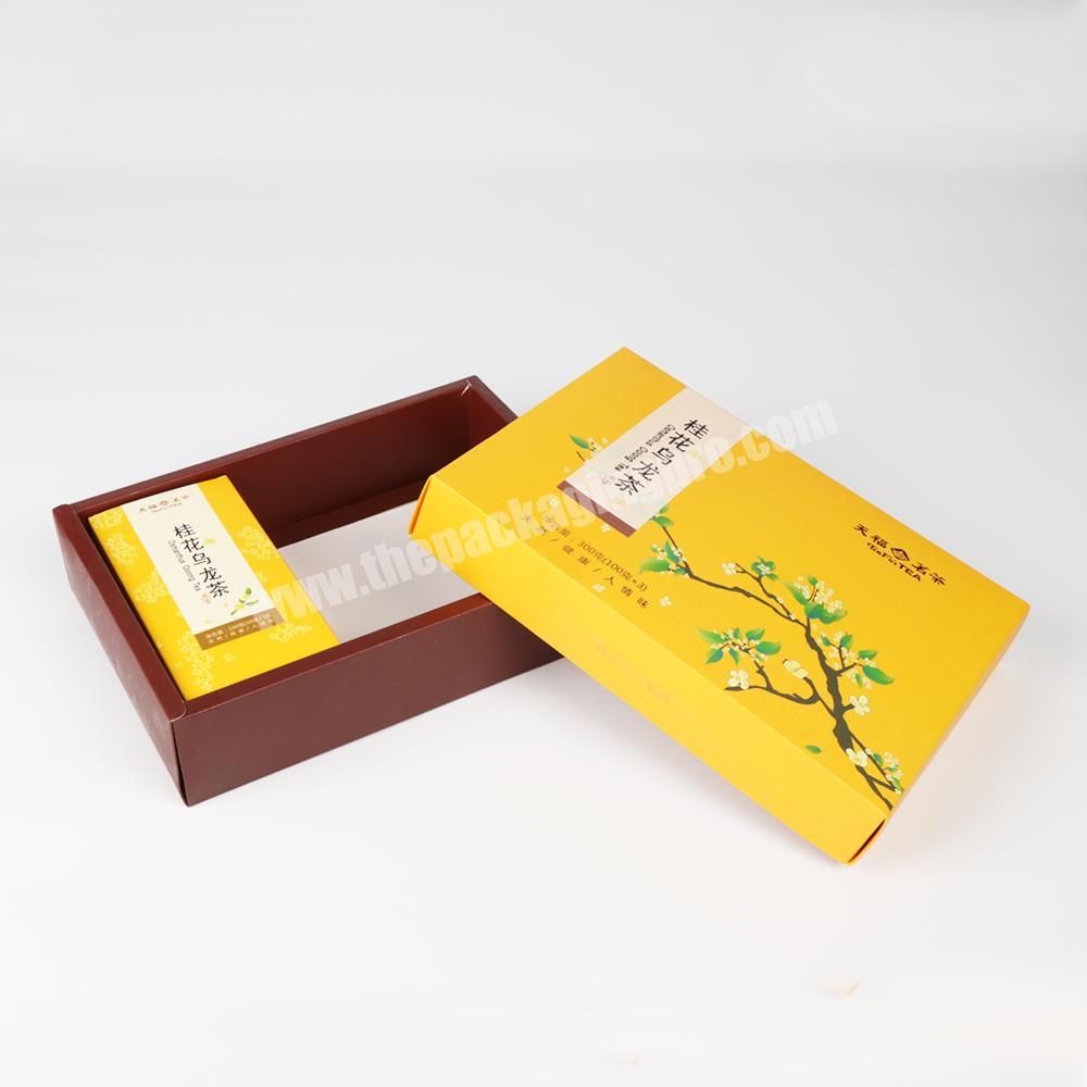 Hot sale custom logo printed eco friendly cardboard rigid paper packaging gift box with lid packaging for tea