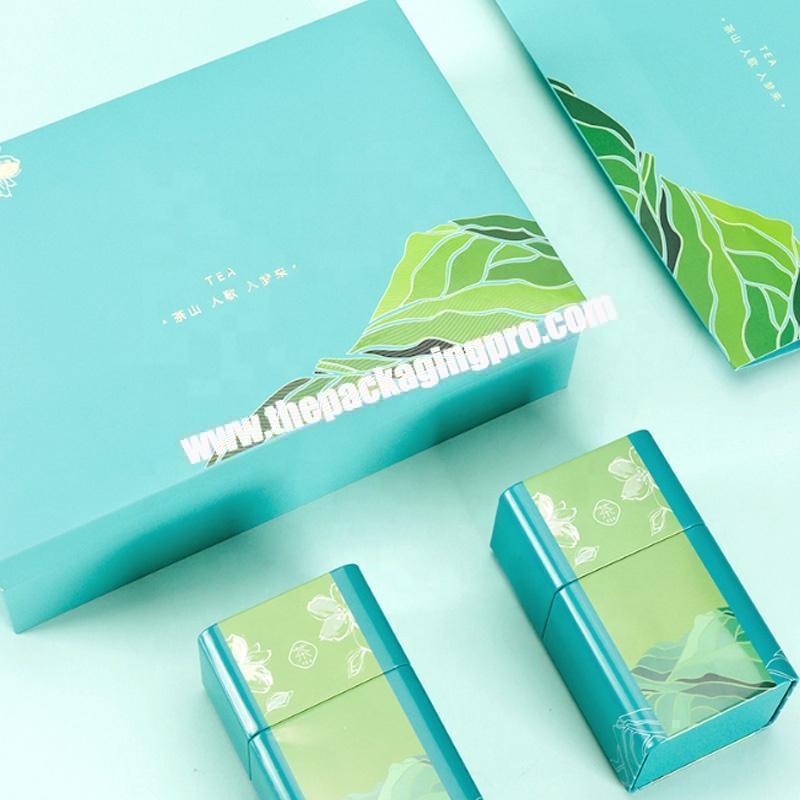 Hot sale custom logo printed eco friendly cardboard rigid paper packaging gift box with lid packaging for tea
