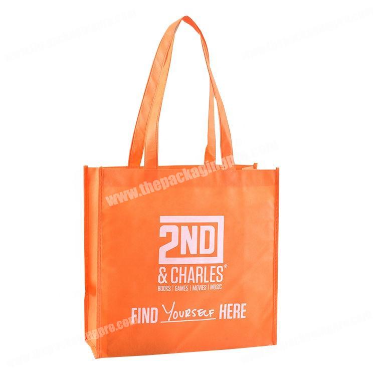Hot sale custom orange fabric non woven shopper tote bag ecofriendly