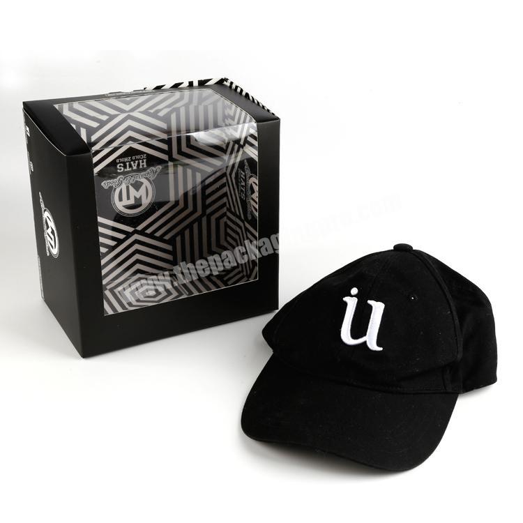 Hot sale custom paper hat packaging baseball cap gift box with clear window