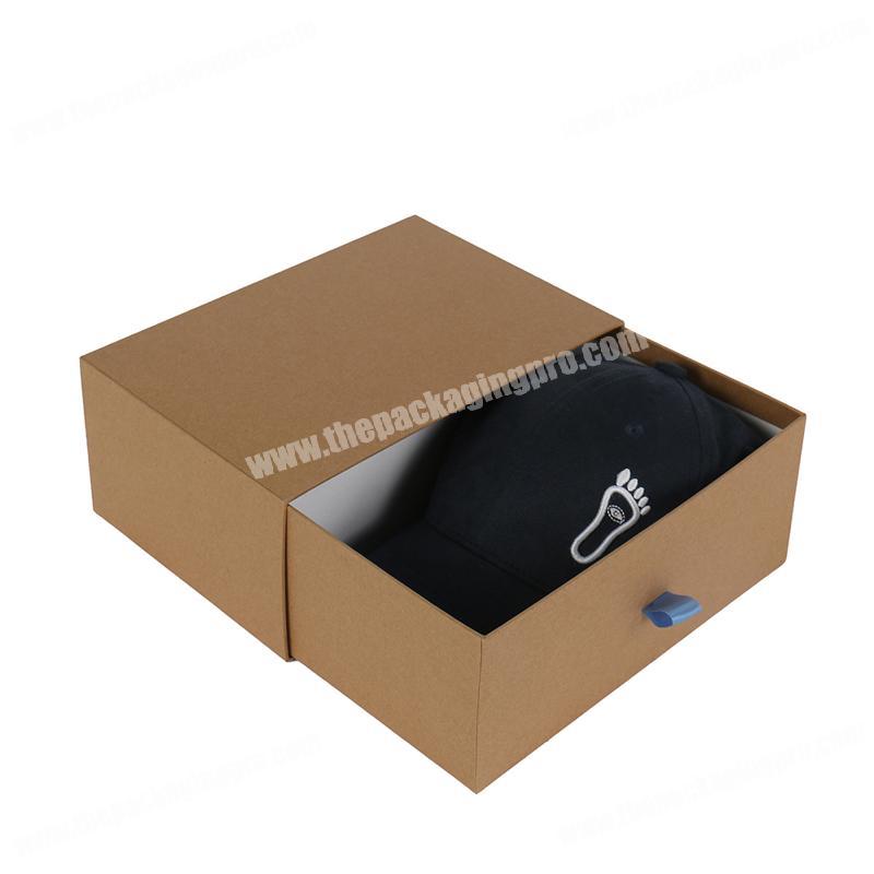 Hot Sale Custom Printed Made Hard Paper Drawer Gift Packaging Black Hat Box