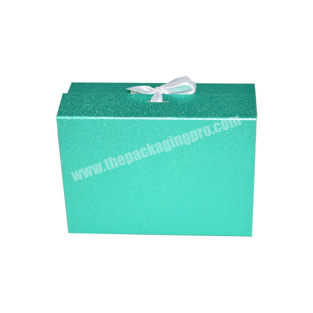 Hot sale customized wig packaging folding gift box with rigid closure and glitter paper packaging