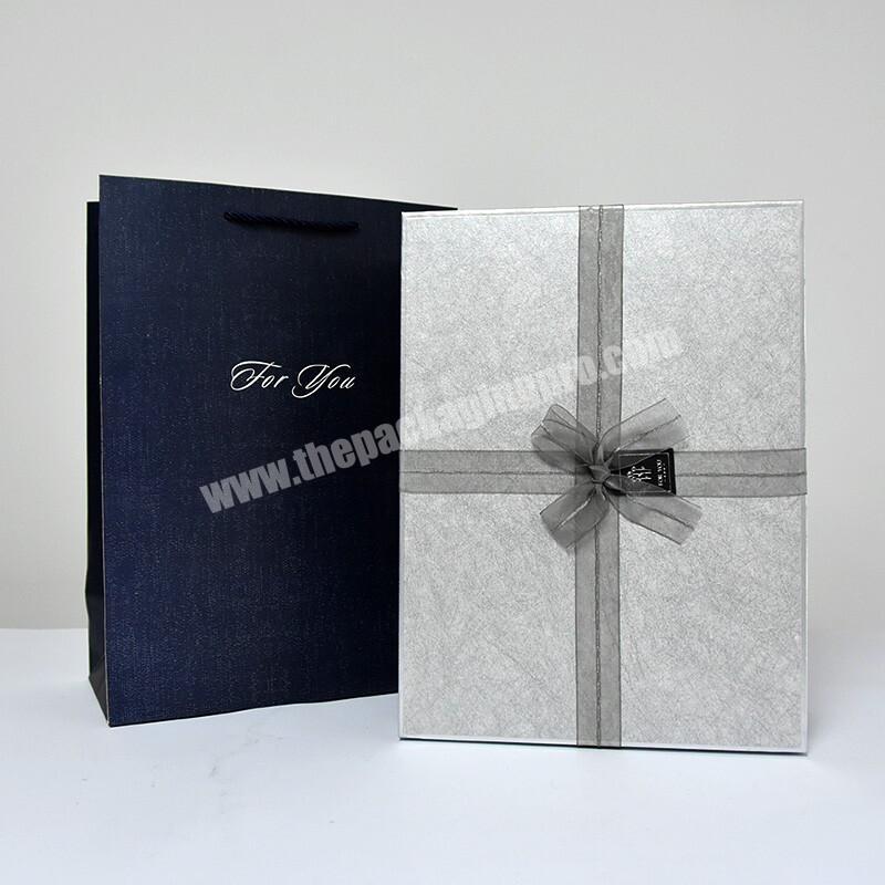 Hot Sale Dark Color Elegant Luxury Rectangle Gift Packaging Box with Lace Bow